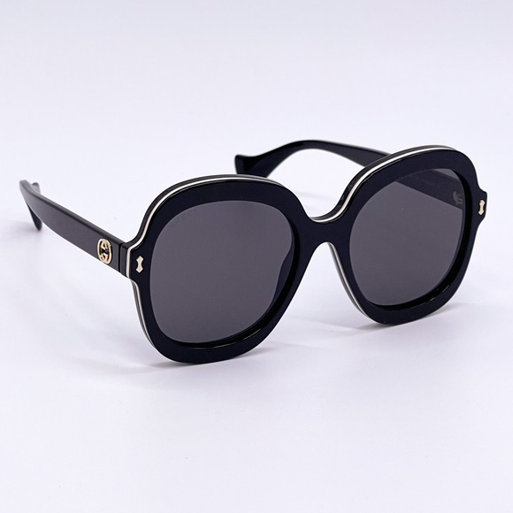 NEW GUCCI GG1240S 001 BLACK OVERSIZED ROUND WOMEN SUNGLASSES GUCCI - Picture 7 of 13